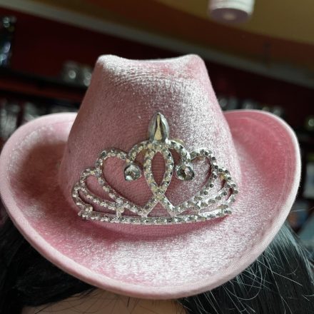 Mini Cowboy kalap pink - tiara mintás