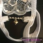 Fehér tanga nyitott szivecske lógóka állítható pánt