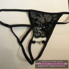 Fekete tanga nyitott szivecske lógóka állítható pánt