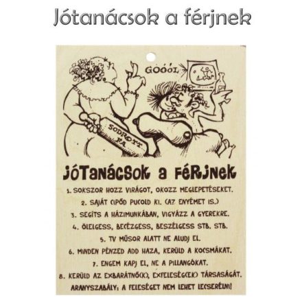 Fatábla Jótanácsok Férjnek