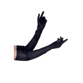 LONG SATIN BLACK GLOVES fekete hosszú szatén kesztyű