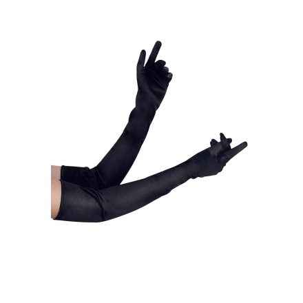 LONG SATIN BLACK GLOVES fekete hosszú szatén kesztyű