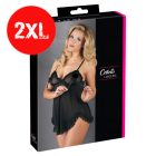 Cottelli - Lenge fodros babydoll+tanga fekete 2XL