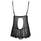 Cottelli - Lenge fodros babydoll+tanga fekete 2XL