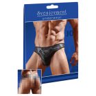 Fényes férfi tanga átlátszó betéttel (fekete) XL