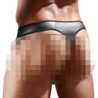 Fényes férfi tanga átlátszó betéttel (fekete) XL