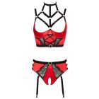 Abierta Fina - mellemelő szett gyűrűkkel és pántokkal (piros-fekete)