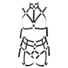 Bad Kitty - bondage testhám melltartó szett (fekete) L-XL