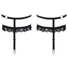 Cottelli - díszes harisnyakötő combszíj (fekete) S/M