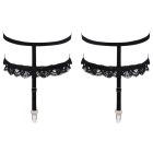 Cottelli - díszes harisnyakötő combszíj (fekete) S/M