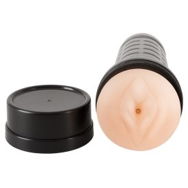  Nature Skin - extra mély, élethű punci maszturbátor tokban (natúr-fekete)