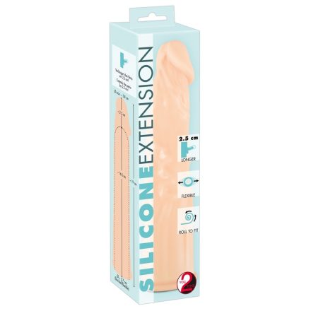 Silicone - hosszabbító péniszköpeny (natúr) - 19cm