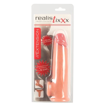 Realistixxx - heregyűrűs hosszabbító péniszköpeny - 19cm (natúr)