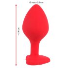 You2Toys Plug Medium - fekete köves, szíves anál dildó (piros) - közepes