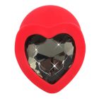 You2Toys Plug Medium - fekete köves, szíves anál dildó (piros) - közepes