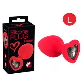   YOU2TOYS PLUG LARGE - FEKETE KÖVES, SZÍVES ANÁL DILDÓ (PIROS) - NAGY
