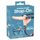 YOU2TOYS - STRAP-ON - AKKUS, FELCSATOLHATÓ DUPLA VIBRÁTOR (NATÚR)