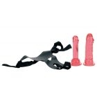 Crotchless Strap-On felcsatatolható hám 2db piros dildóval