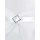 Esküvői fehér szatén gyűrűpárna strassz rombusz dísszel 20 cm