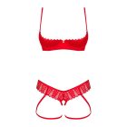 Obsessive Ingridia kétrészes nyitott piros szett XS/S