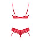 Obsessive Ingridia kétrészes nyitott piros szett XS/S