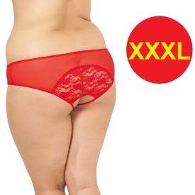 SLC2466 Plus Size nyitott piros csipkebugyi XXXL