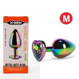   X-MEN - FÉM FENÉKDUGÓ - SZÍV KŐ - SZIVÁRNYVÁNY "M"