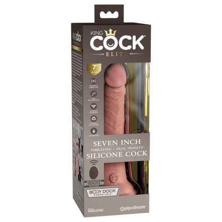 7" Dual Density Vibrating Silicone Cock with Remote Light realisztikus vibrátor