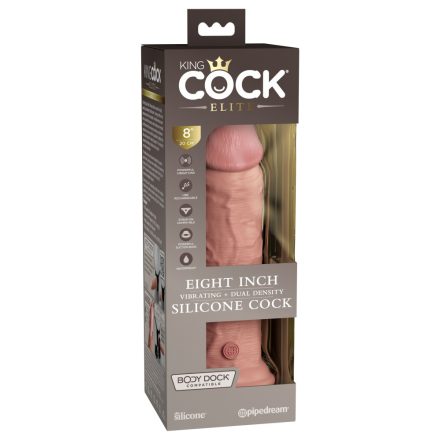 8" Dual Density Vibrating Silicone Cock Light tölthető, realisztikus vibrátor
