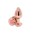 NSTOYS - rosegold plug, rózsaszín rózsa dísszel (közepes)