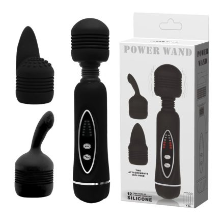 Power Wand - cserélhető fejes vibrátor (fekete)
