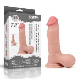   Lovetoy - 8.5'' Sliding Skin Dual Layer Dong - Whole Testicle