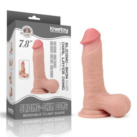Lovetoy - 8.5'' Sliding Skin Dual Layer Dong - Whole Testicle