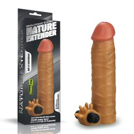   Add 1.5" Vibrating Silicone Extender Brown vibrációs pénisz hosszabító, vastagító