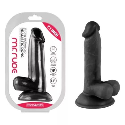 MR. RUDE - TAPADÓTALPAS, HERÉS ÉLETHŰ DILDÓ - 17CM (FEKETE)