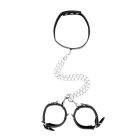 Bonded Leather Collar With Hand Cuffs kötöző szett