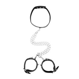 Bonded Leather Collar With Hand Cuffs kötöző szett