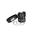 Bonded Leather Collar With Hand Cuffs kötöző szett