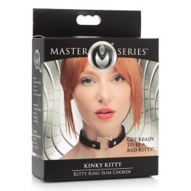   Master Series Kinky Kitty - nyakörv cica fej karikával (fekete)