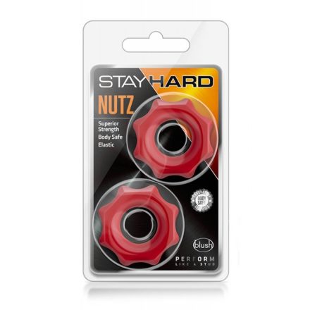 STAY HARD - NUTZ péniszgyűrű (piros)