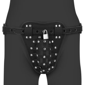  Leather Chastity Jock - Black erényöv