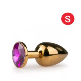   EASYTOYS METAL NO.1 - LILA KÖVES KÚP ANÁL DILDÓ - ARANY (2,5CM)