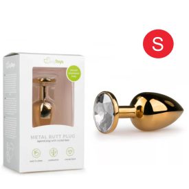   EASYTOYS METAL NO.1 - FEHÉR KÖVES KÚP ANÁL PLUG - ARANY (2,5CM)
