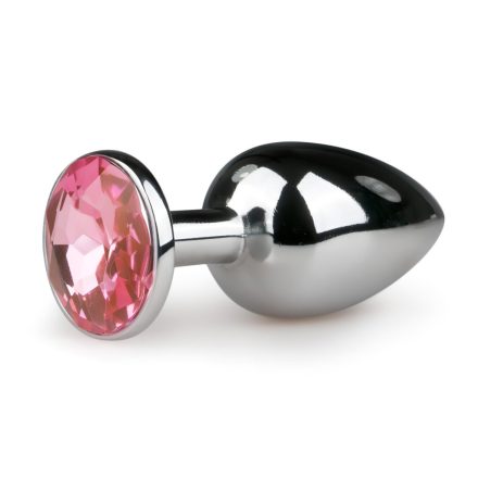 Easytoys Metal No.1 - pink köves kúp anál plug - ezüst 