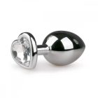 EASYTOYS METAL NO.7 - FEHÉR KÖVES SZÍVES KÚP ANÁL DILDÓ - EZÜST (3CM)